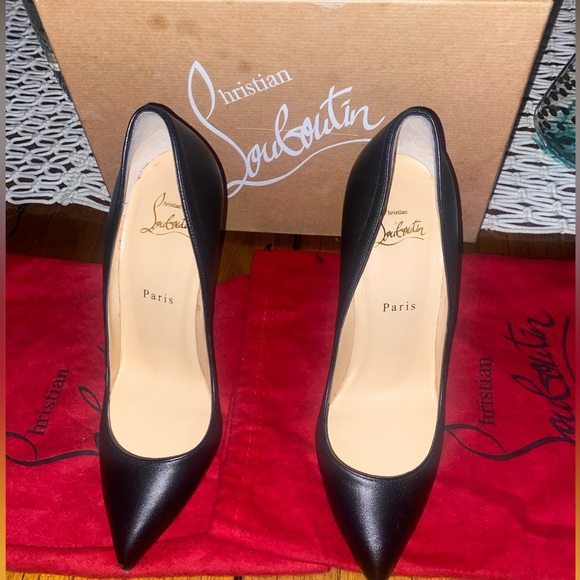 Authentic Christian Louboutin, Kate 100 mm, Nappa Shiny Black. Worn only Once. - Picture 3 of 4